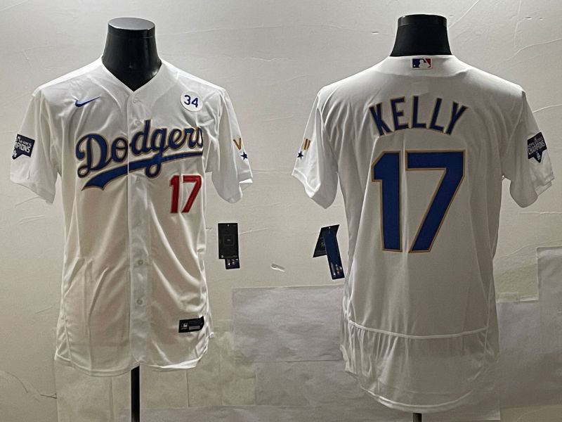 Men Los Angeles Dodgers 17 Kelly White Gold Elite 2025 Nike MLB Jersey style 6